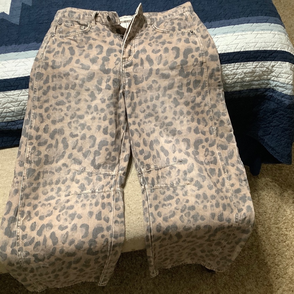 We The Free Leopard Print Jeans - Tan and Brown